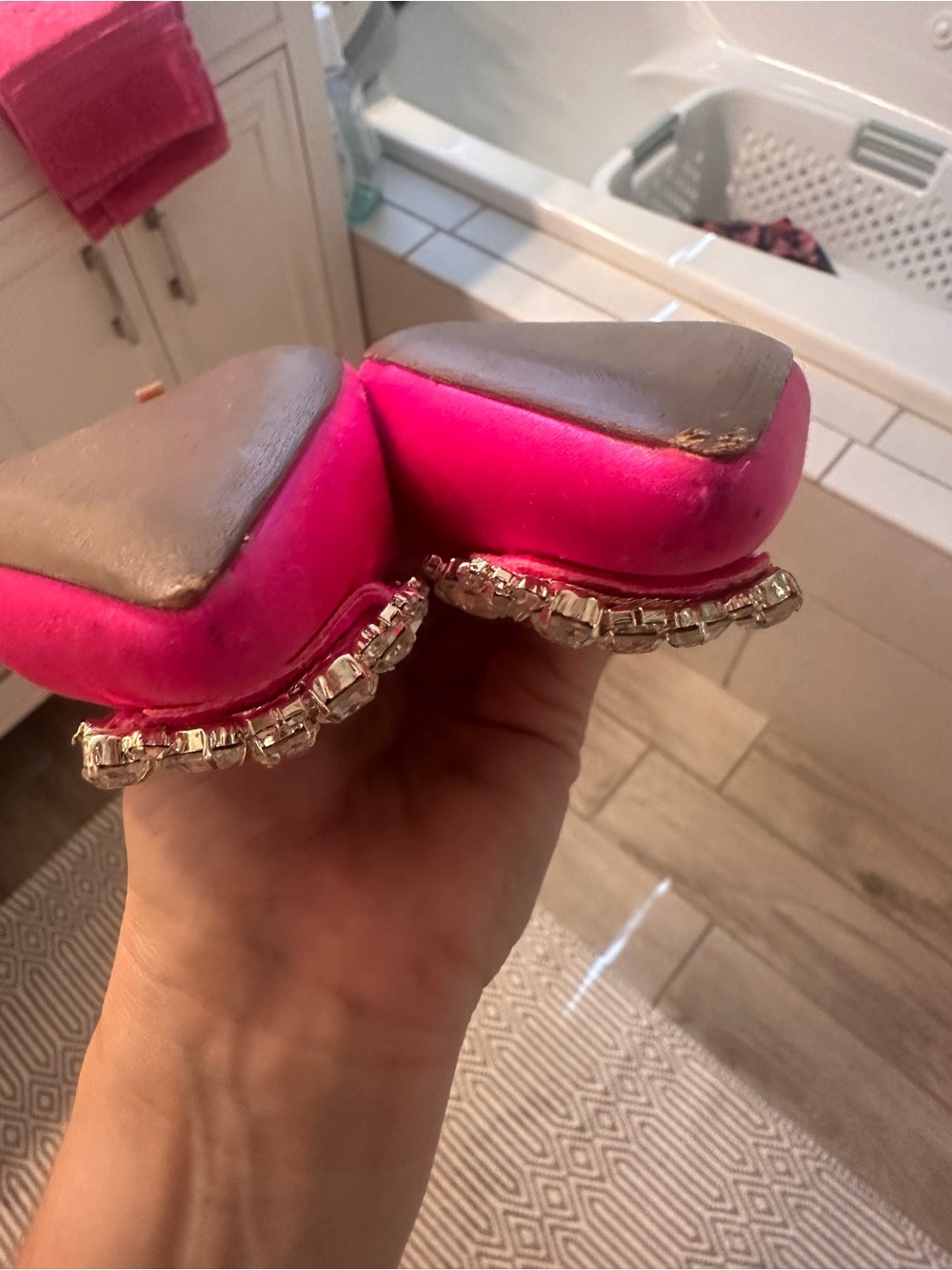 Badgley Mischka Hot Pink Crystal-Embellished Pointed Toe Pumps - Picture 11 of 12